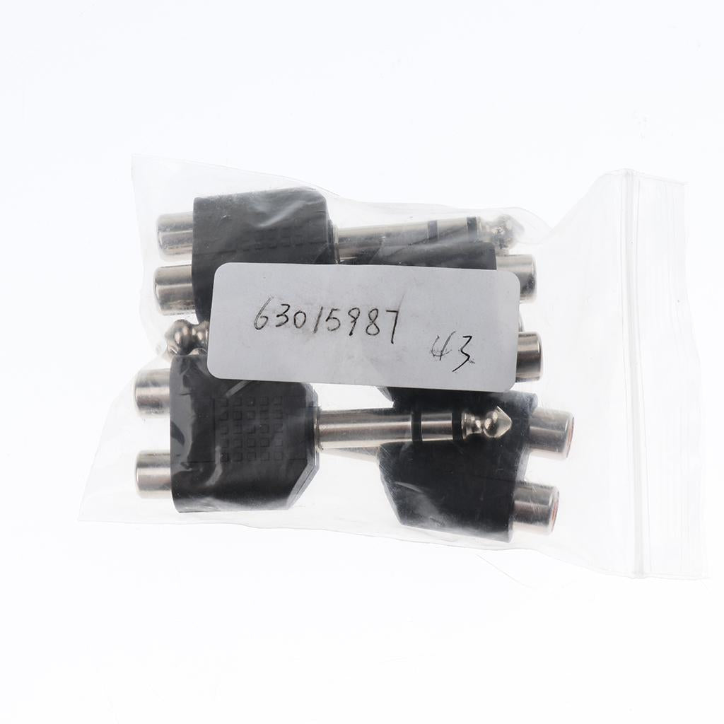 3x5Pcs 6.5mm Male to Dual RCA Female Splitter AV Audio/Video Adapter Connector