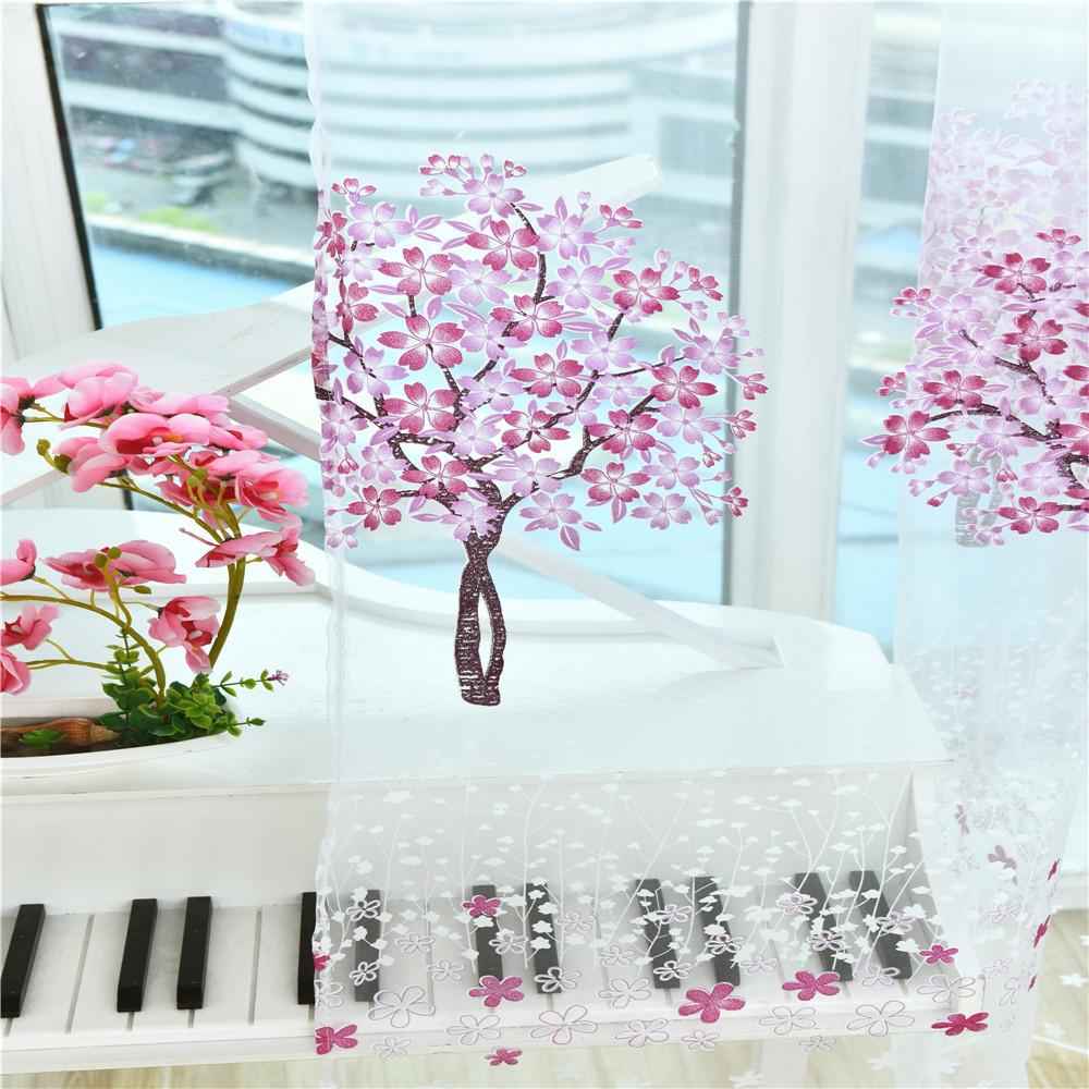 Rod Pocket Tree Sheer Window Curtain Tulle Gauze Curtain 100x200cm Purple