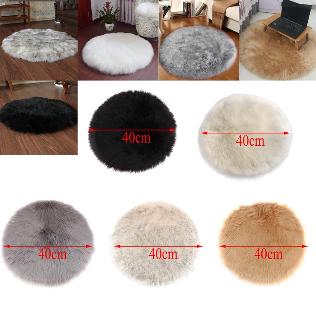 2pcs Artificial Sheepskin Rug Home Floor Carpet Seat Cushion Grey