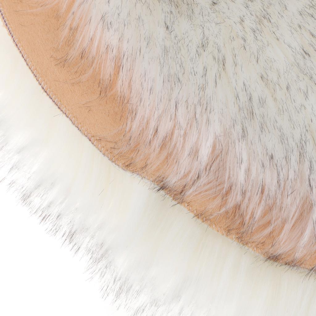 2pcs Artificial Sheepskin Rug Home Floor Carpet Seat Cushion White+Grey