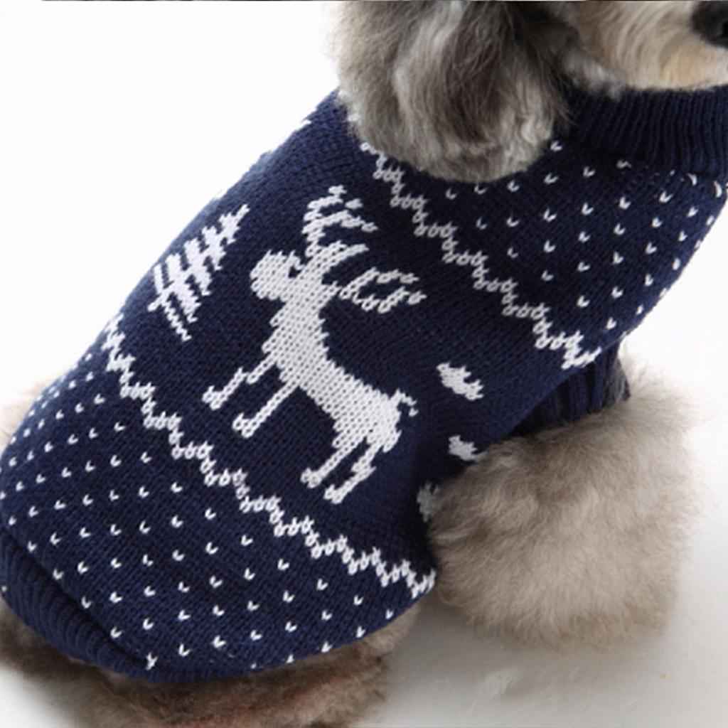 2 Colors Pet Breahable Knitted Sweater Winter Keep Warm Apparel Outfit L Blue