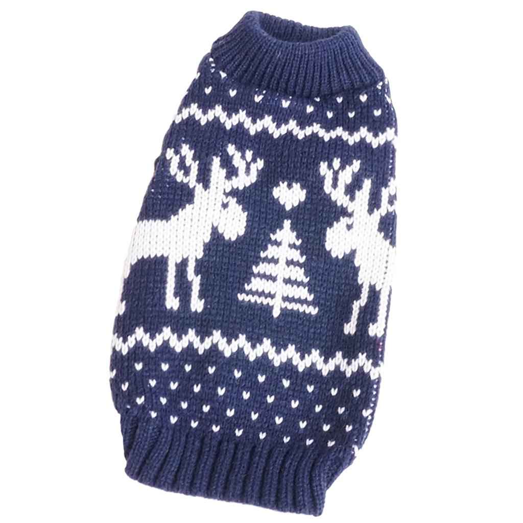 2 Colors Pet Breahable Knitted Sweater Winter Keep Warm Apparel Outfit L Blue
