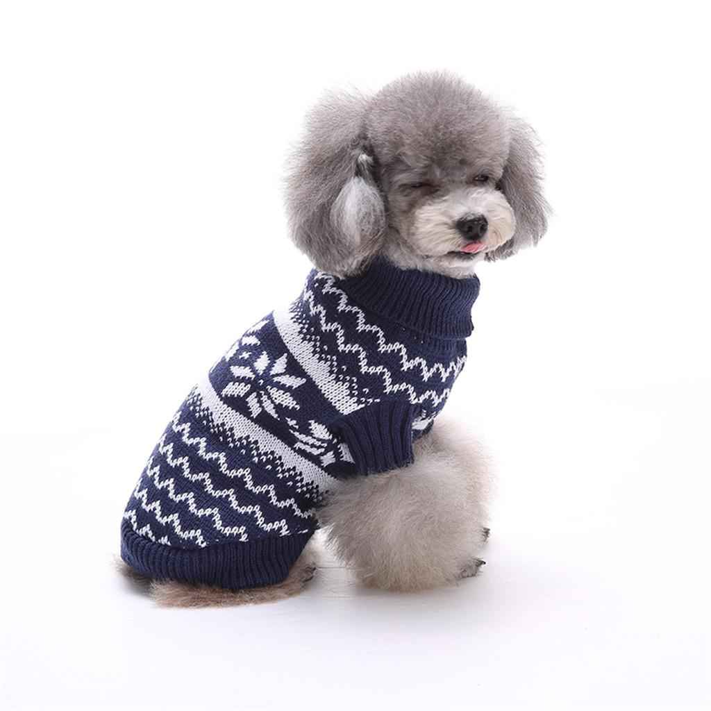 2 Colors Pet Breahable Knitted Sweater Winter Keep Warm Apparel Outfit L Blue