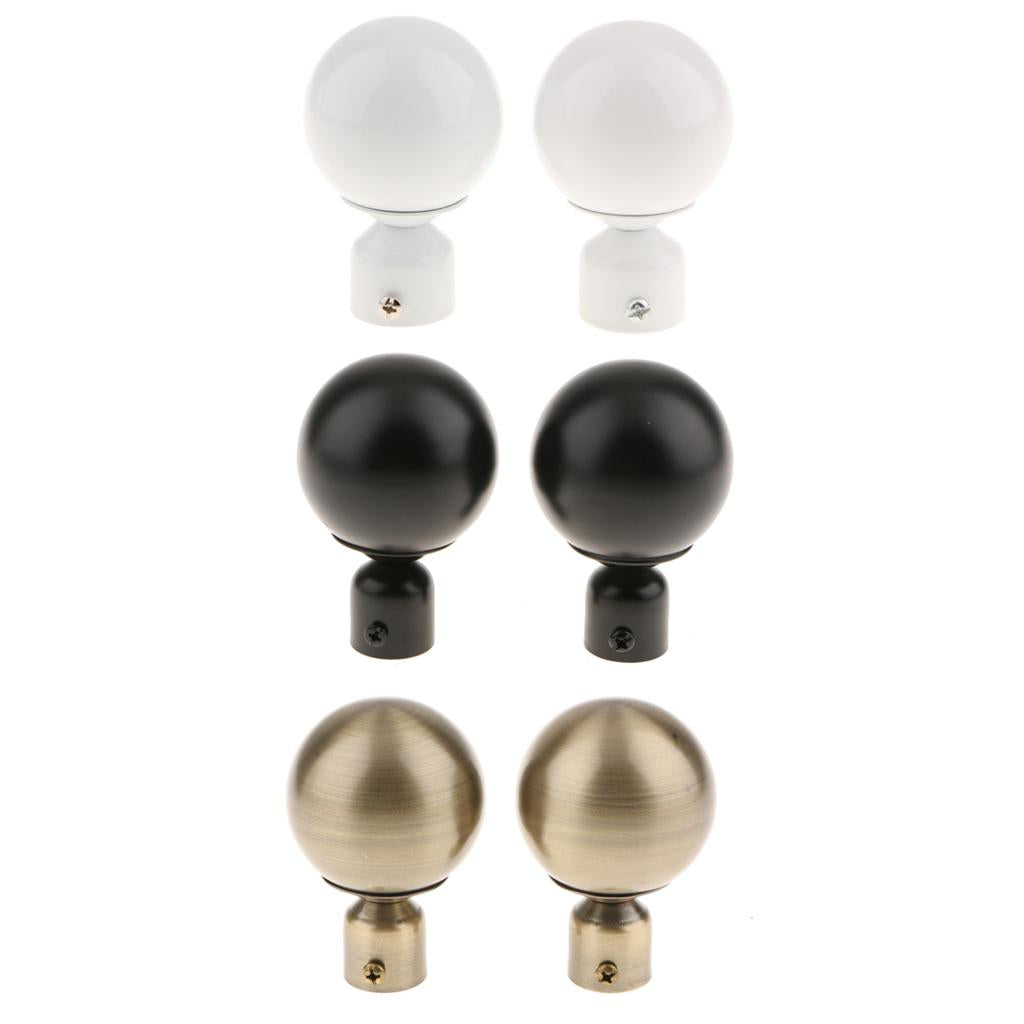 4Pieces 22mm Curtain Pole Recess Bracket Curtain Rod Bracket Finials