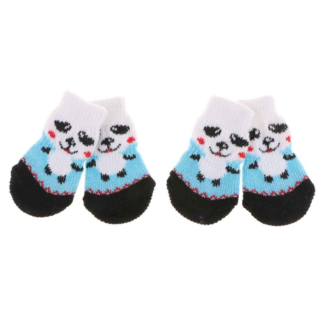 4Pcs Pet Dog Socks Dog Floor Grip Socks Shoes Boots Non Slip Protector Socks S Blue