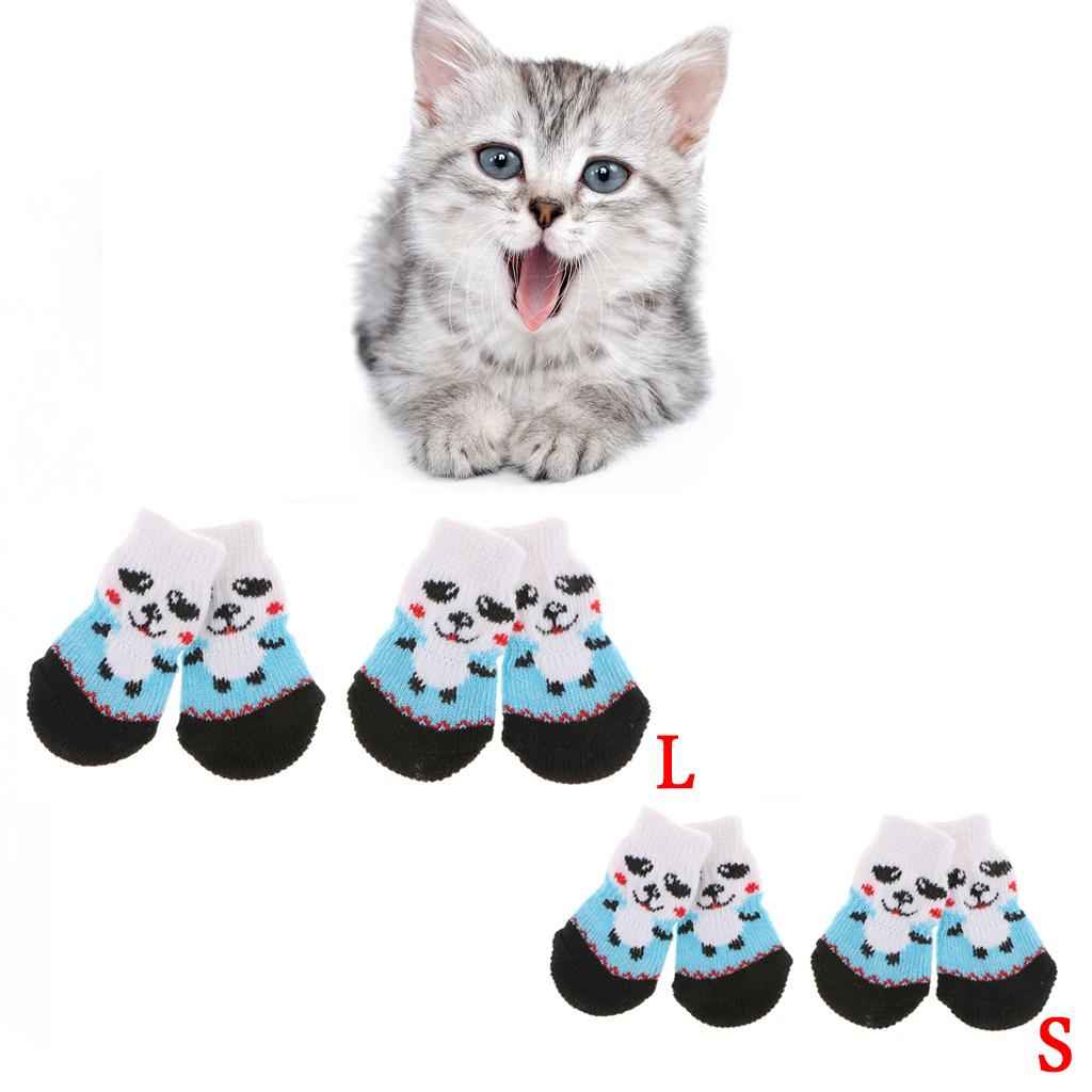 4Pcs Pet Dog Socks Dog Floor Grip Socks Shoes Boots Non Slip Protector Socks S Blue