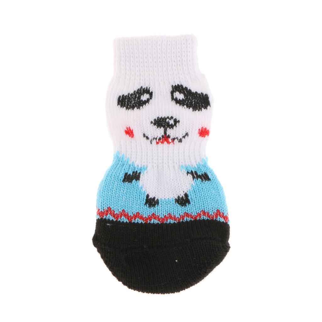 4Pcs Pet Dog Socks Dog Floor Grip Socks Shoes Boots Non Slip Protector Socks S Blue