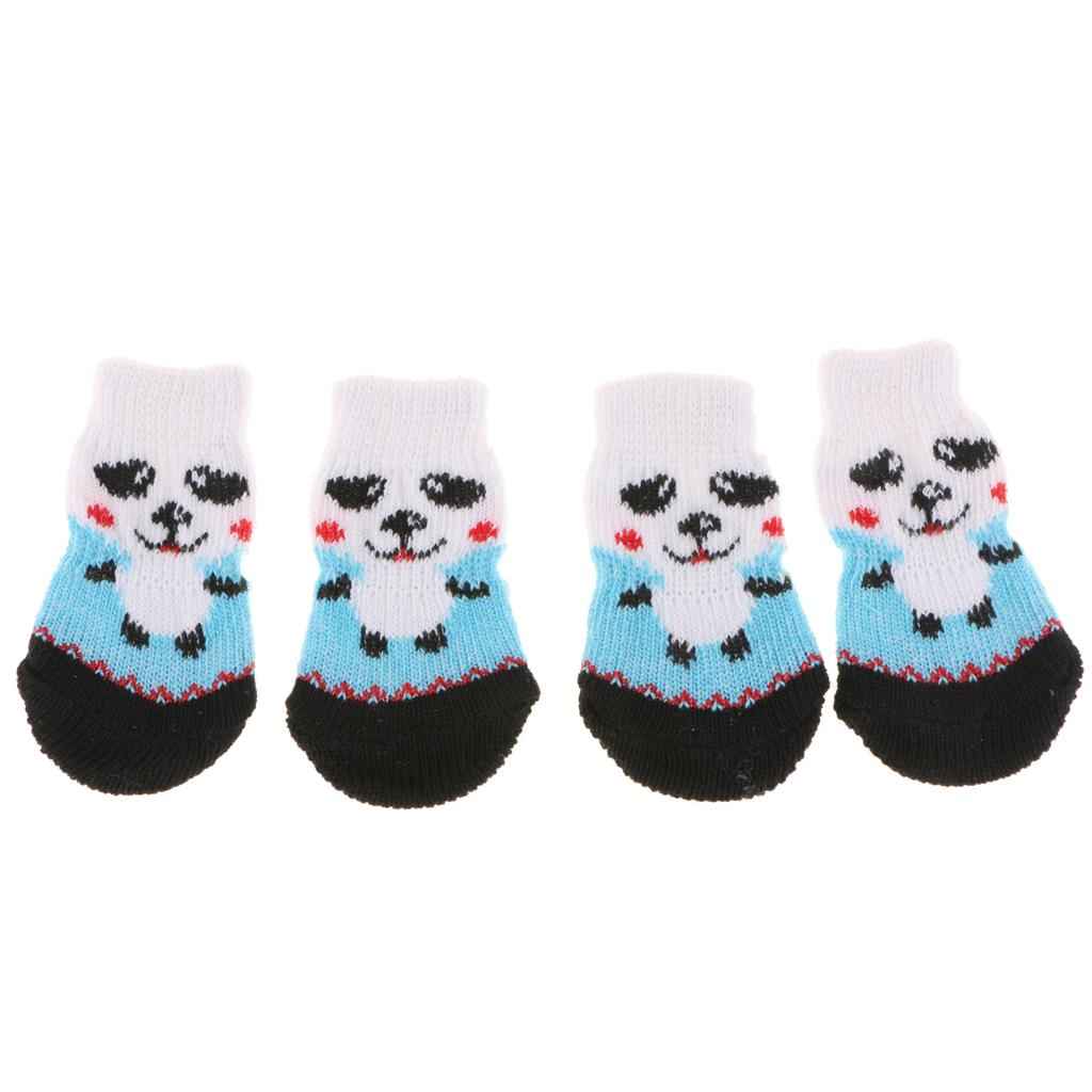 4Pcs Pet Dog Socks Dog Floor Grip Socks Shoes Boots Non Slip Protector Socks S Blue