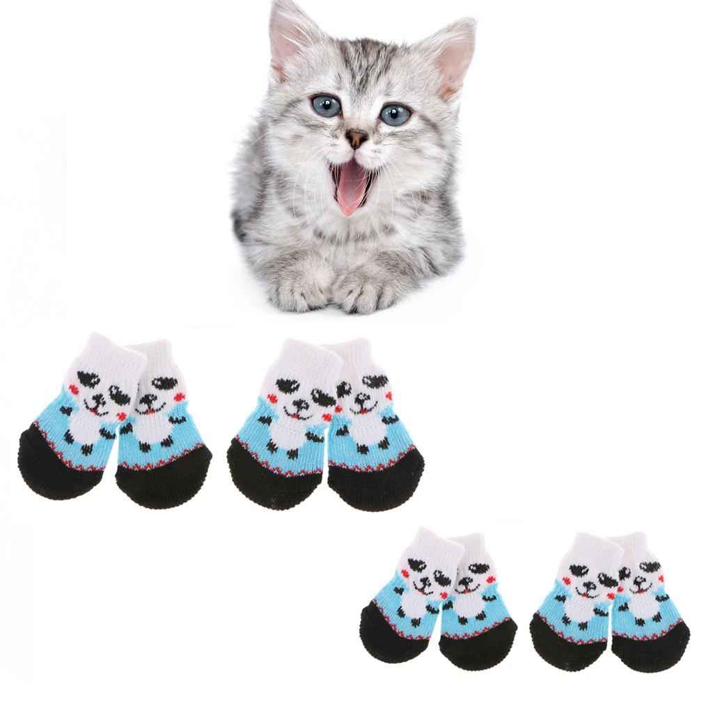 4Pcs Pet Dog Socks Dog Floor Grip Socks Shoes Boots Non Slip Protector Socks S Blue