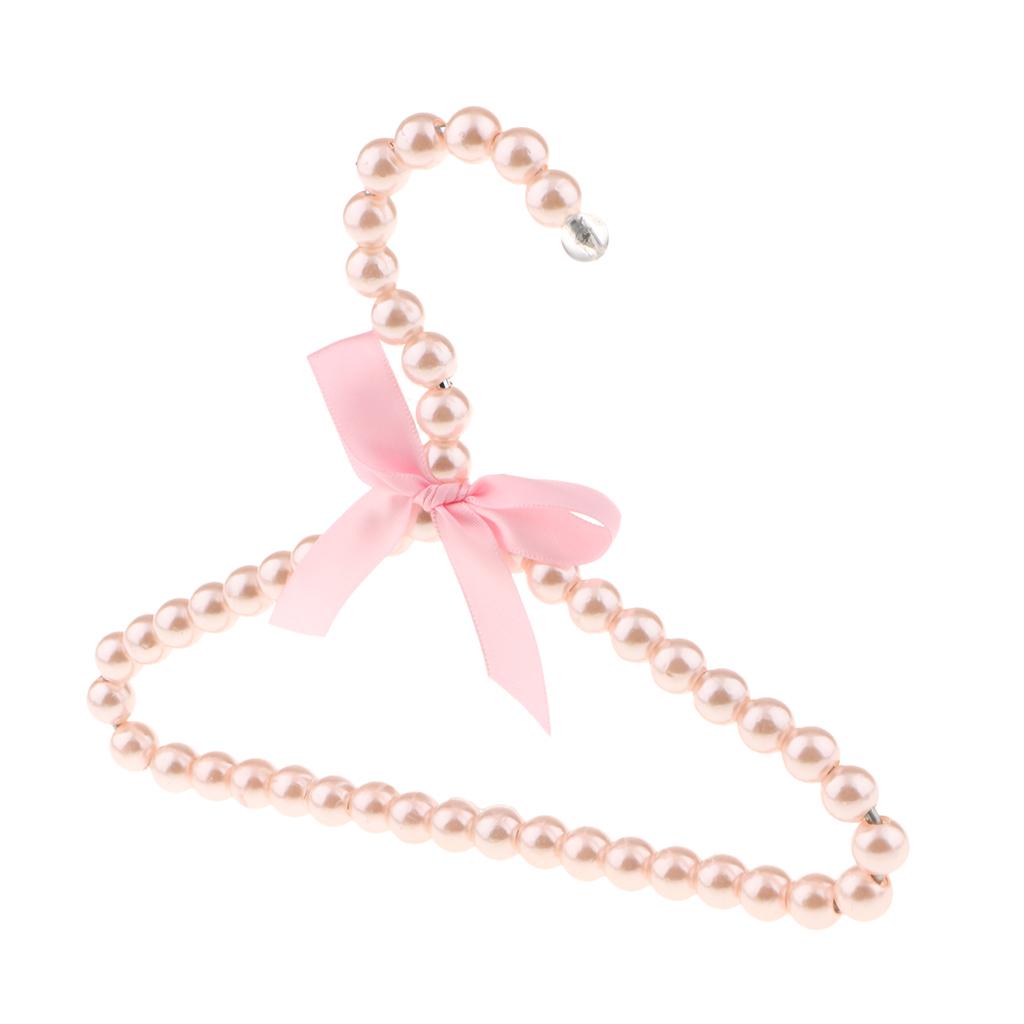 30pcs Pearl Beaded Clothes Hanger Coat Dress Pants Hook Holder Pink