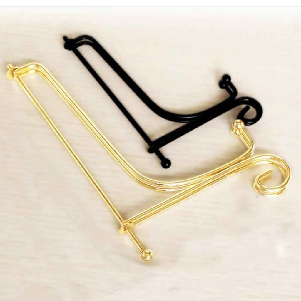 Iron Display Easel China Bowl Plate Tabletop Display Rack Holder Gold 6inch