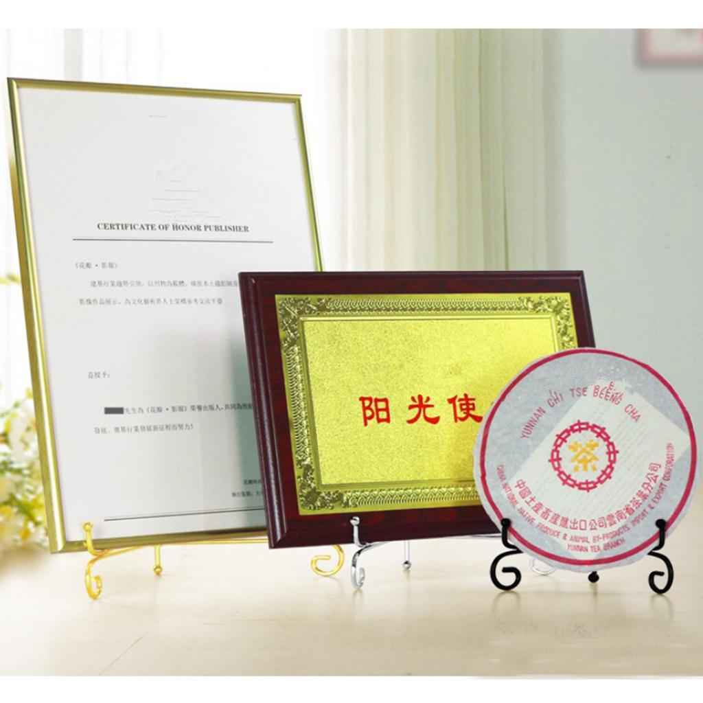 Iron Display Easel China Bowl Plate Tabletop Display Rack Holder Gold 6inch