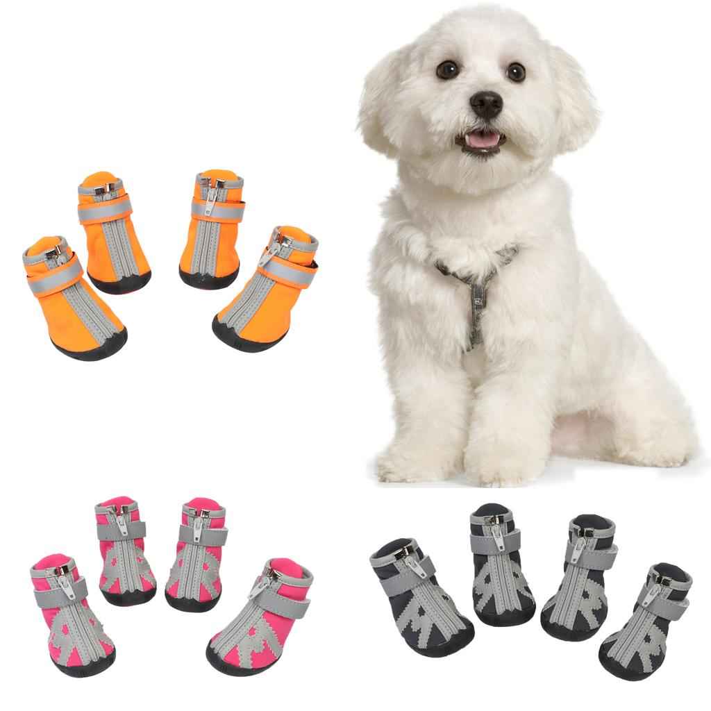 Pet WaterProof Rain Shoes Pet Puppy Outdoor Warm Anti-Slip Shoes 5 Pink
