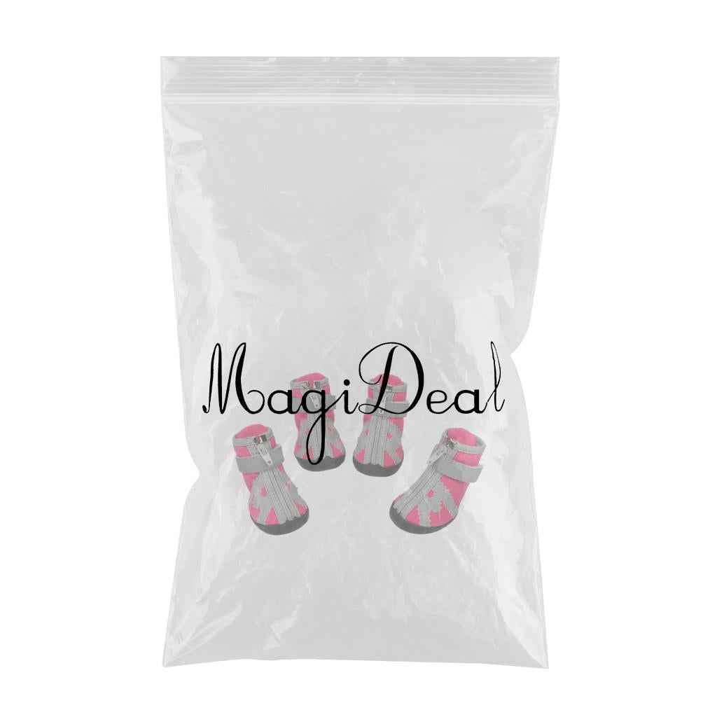 Pet WaterProof Rain Shoes Pet Puppy Outdoor Warm Anti-Slip Shoes 5 Pink