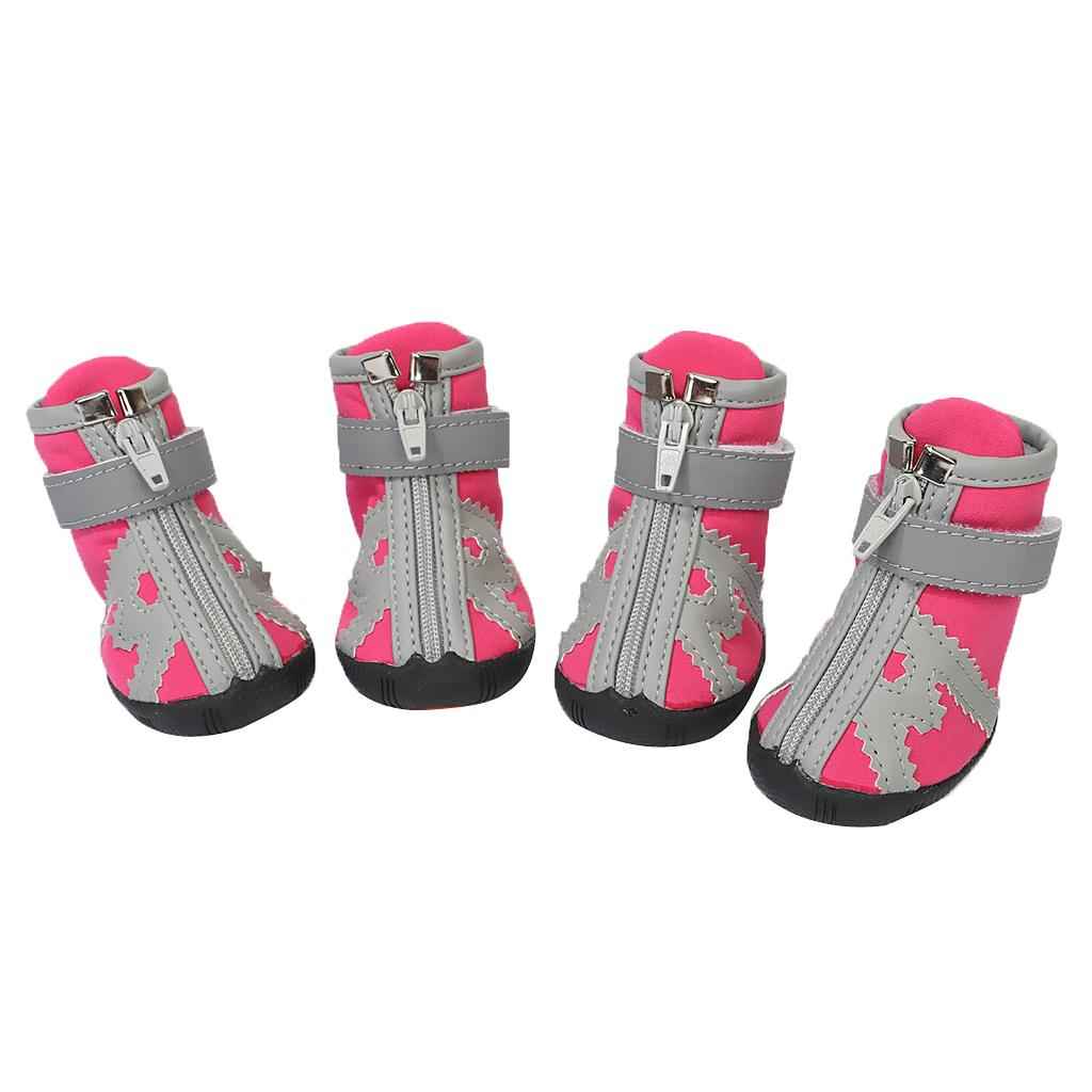 Pet WaterProof Rain Shoes Pet Puppy Outdoor Warm Anti-Slip Shoes 5 Pink