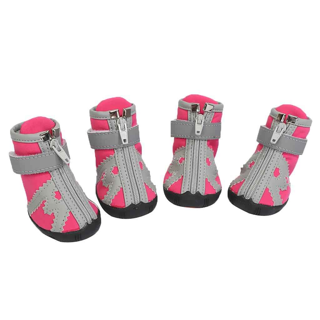Pet WaterProof Rain Shoes Pet Puppy Outdoor Warm Anti-Slip Shoes 5 Pink