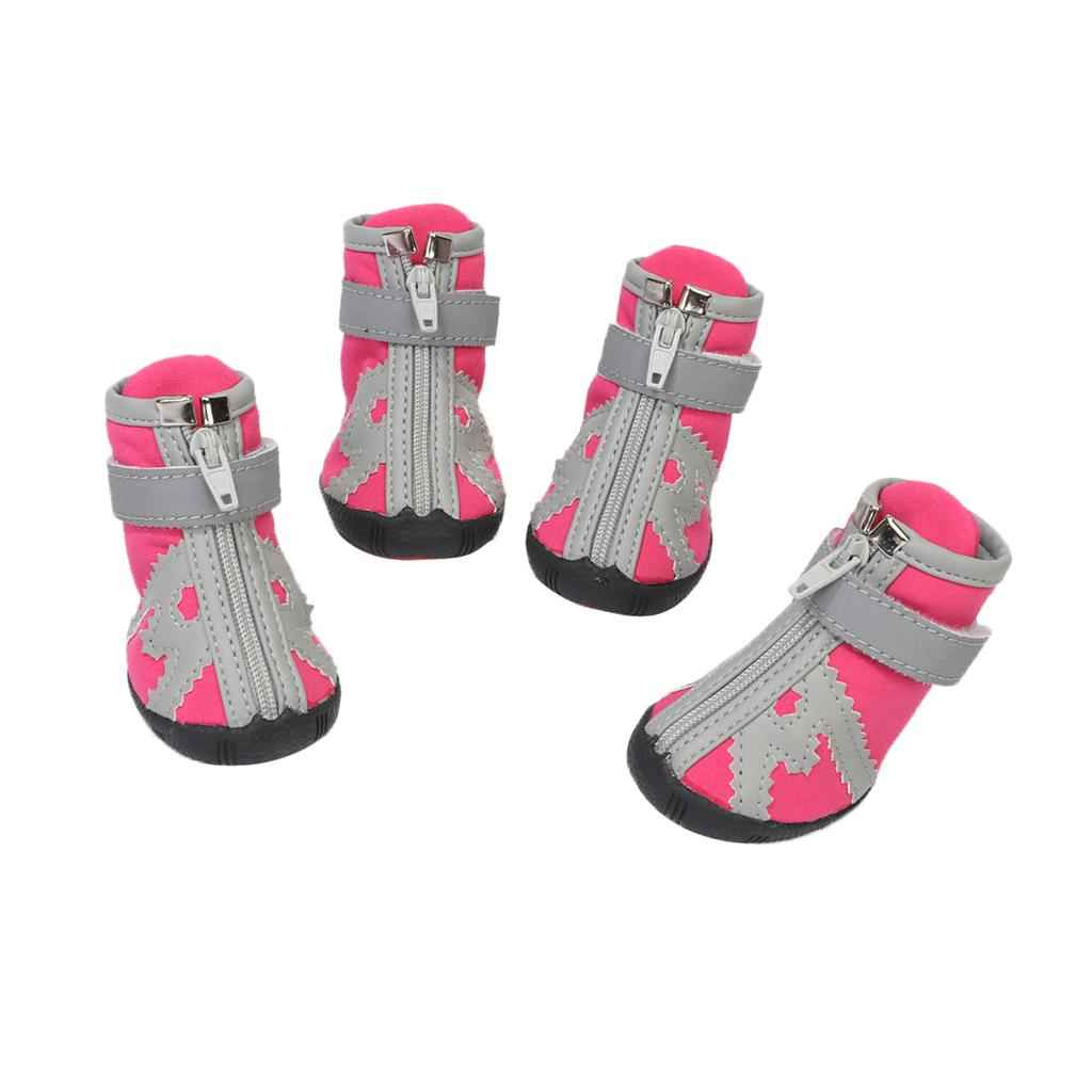Pet WaterProof Rain Shoes Pet Puppy Outdoor Warm Anti-Slip Shoes 5 Pink