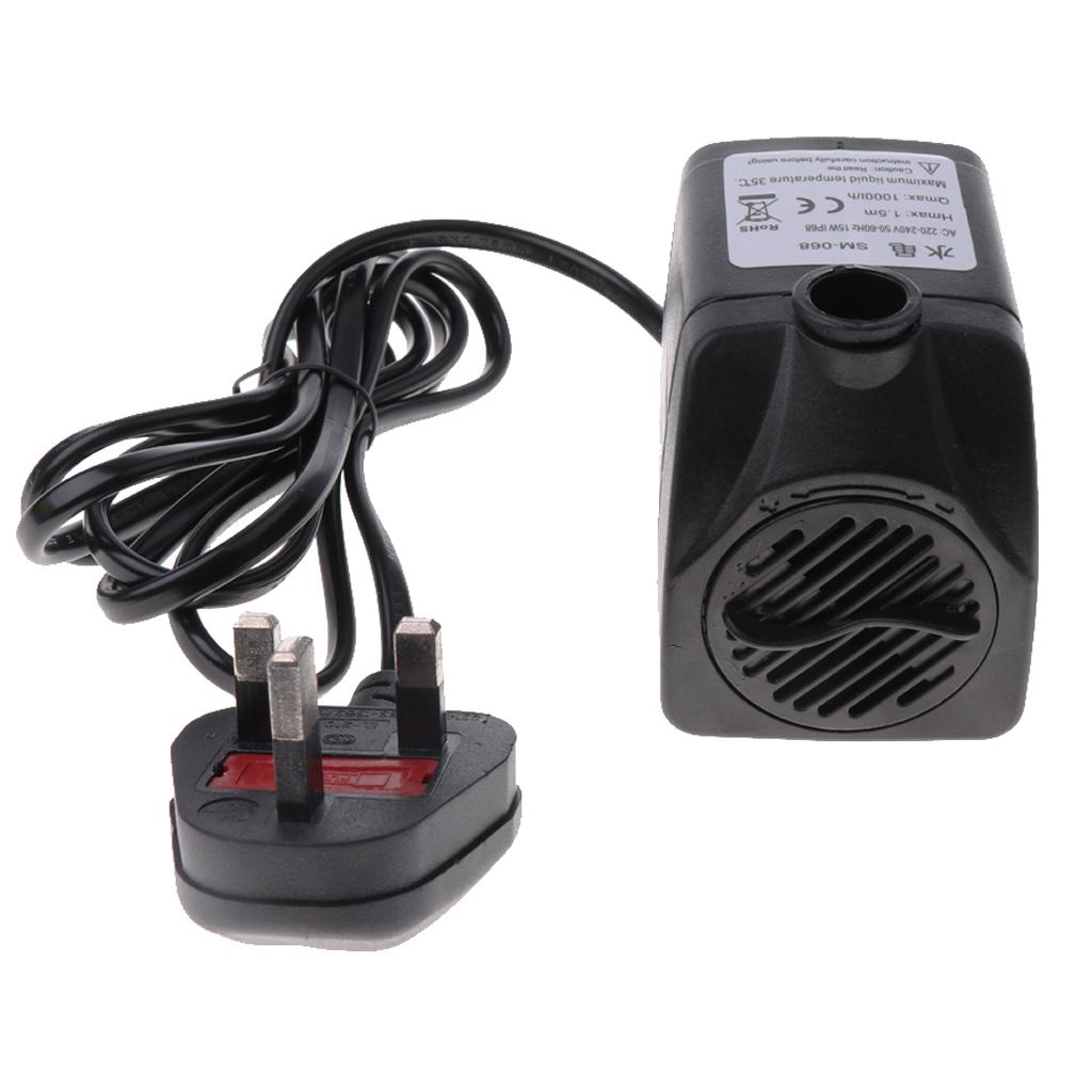 1000L/H Submersible Water Pump Aquarium Pond Fountain Water 15W UK Plug