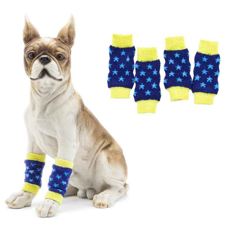 4 pcs Soft Cotton Pet Dog Leg Socks Cute Non-slip Pet Leg Warmers XL