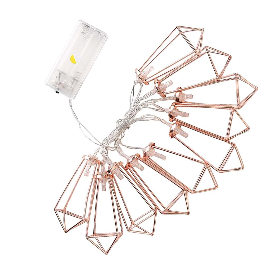 10 LEDs String Lights Battery Operated Fairy Light Lamp Warm White 116 cm Rose Gold Diamond