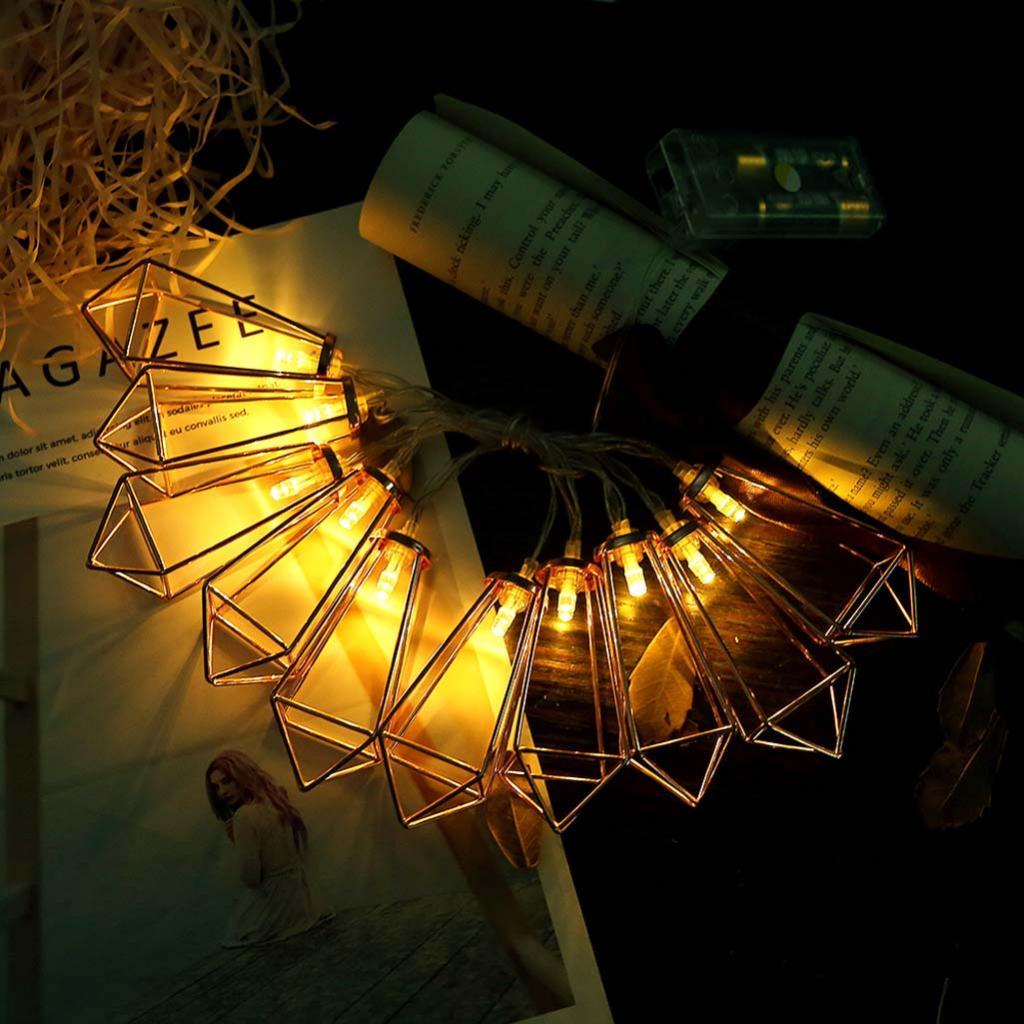 10 LEDs String Lights Battery Operated Fairy Light Lamp Warm White 116 cm Rose Gold Diamond