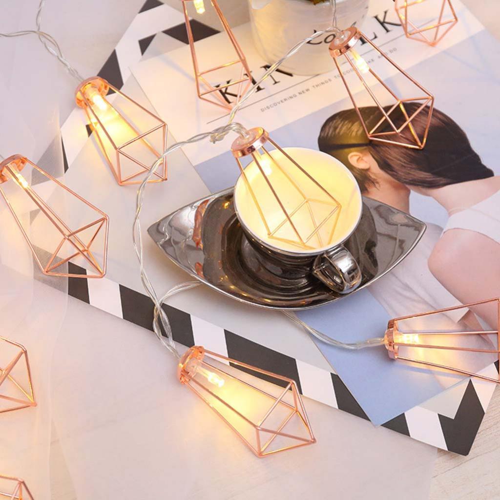10 LEDs String Lights Battery Operated Fairy Light Lamp Warm White 116 cm Rose Gold Diamond