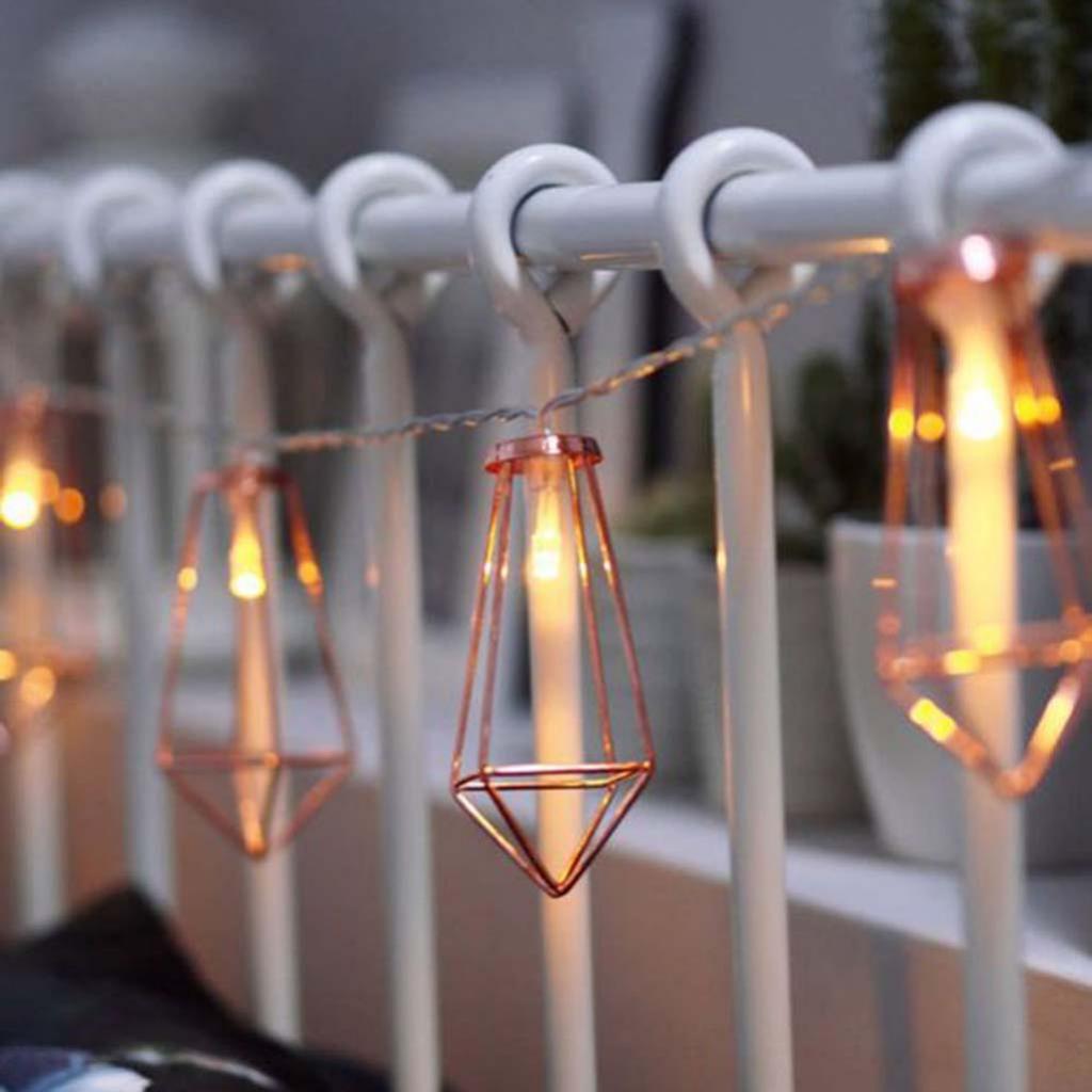 10 LEDs String Lights Battery Operated Fairy Light Lamp Warm White 116 cm Rose Gold Diamond