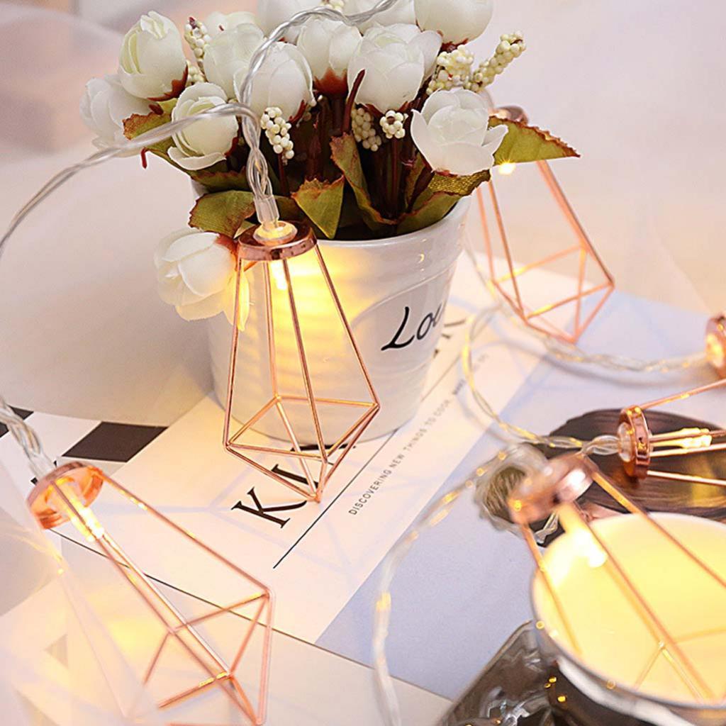 10 LEDs String Lights Battery Operated Fairy Light Lamp Warm White 116 cm Rose Gold Diamond