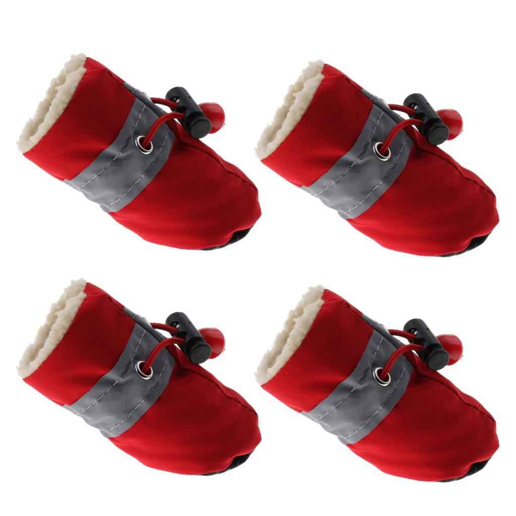 4Pcs/pack Pet Dog Puppy Shoes Outdoor Walk Non Slip Boots Booties Red S