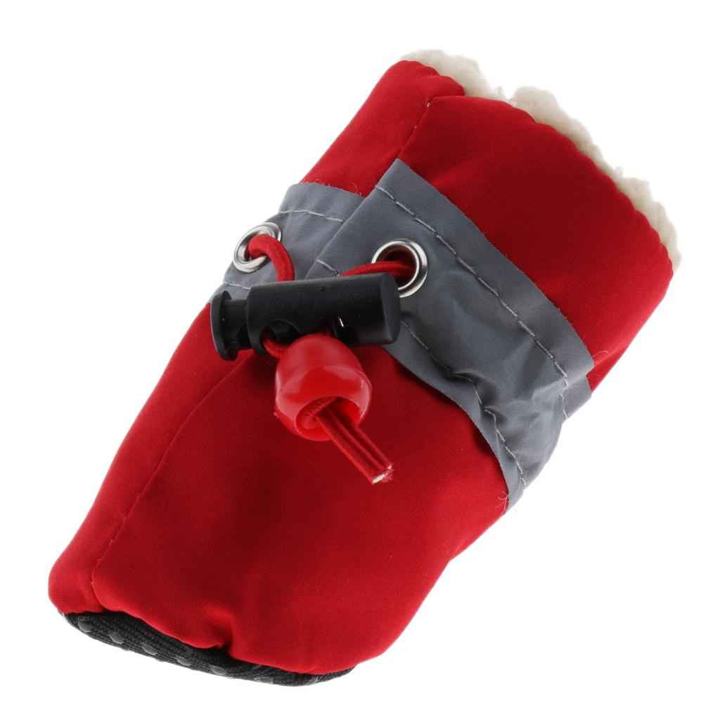 4Pcs/pack Pet Dog Puppy Shoes Outdoor Walk Non Slip Boots Booties Red S