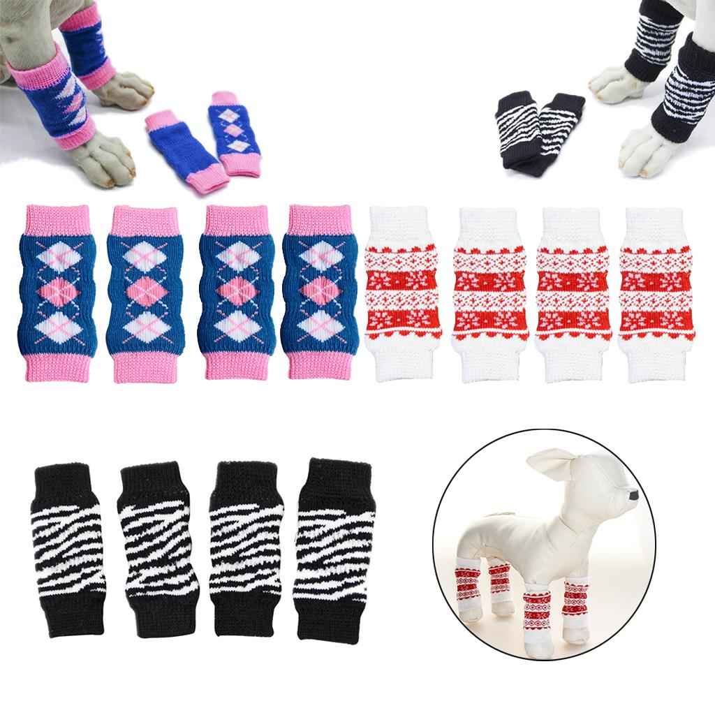 4Pcs/Set Dog Leg Socks Leg Warmers Protector, Puppy Legs Brace Wraps Black S