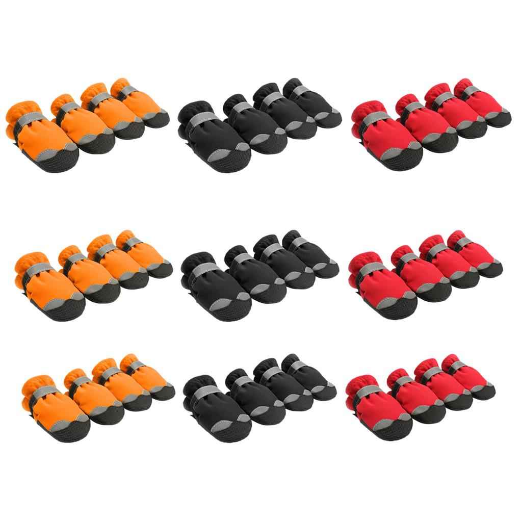 4 Pcs Pet Dog Shoes Boots Anti-Slip Waterproof Pet Paw Protector Dog Shoes Black-S