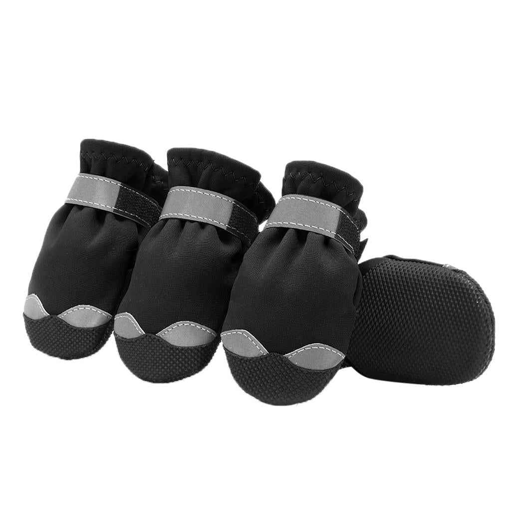 4 Pcs Pet Dog Shoes Boots Anti-Slip Waterproof Pet Paw Protector Dog Shoes Black-S