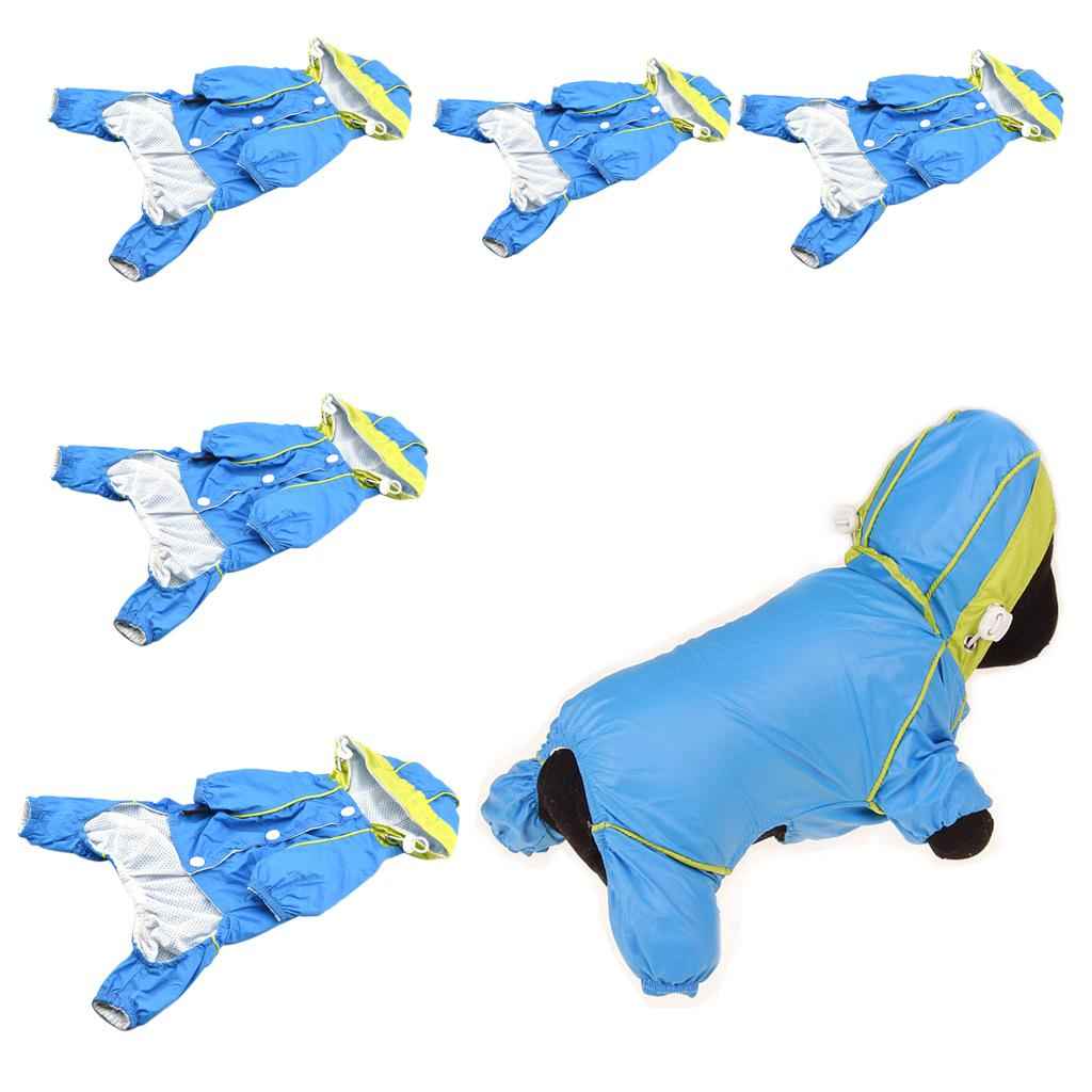 Waterproof Four Legs Clothing Dog Raincoat Jacket Coat Blue XL