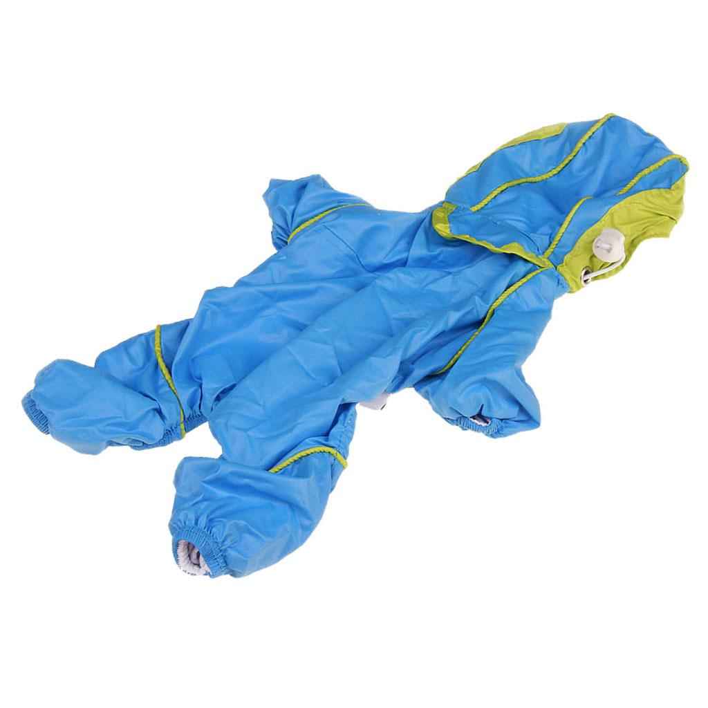 Waterproof Four Legs Clothing Dog Raincoat Jacket Coat Blue XL