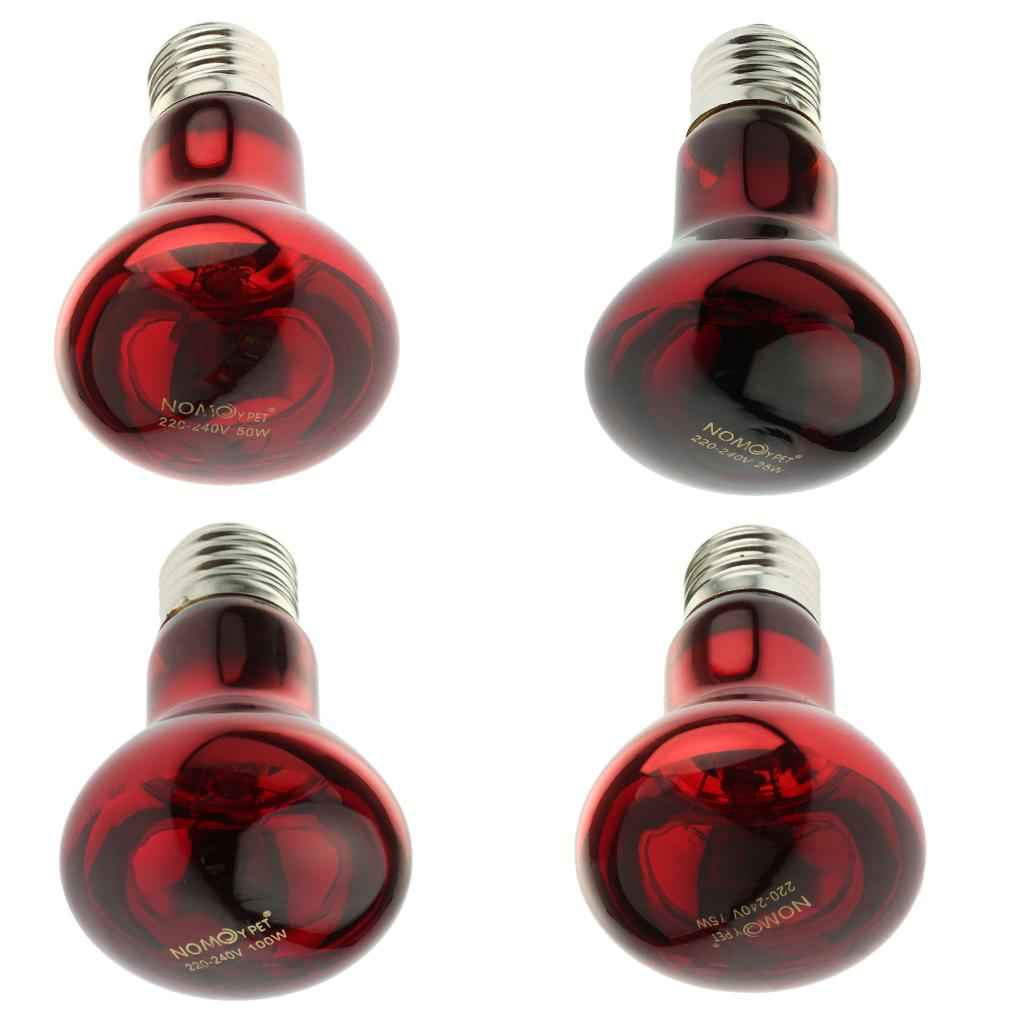 Glass Pet Heating Infrared Lamp Winter Heat Emitter Lamp Bulb E27 Red 25W