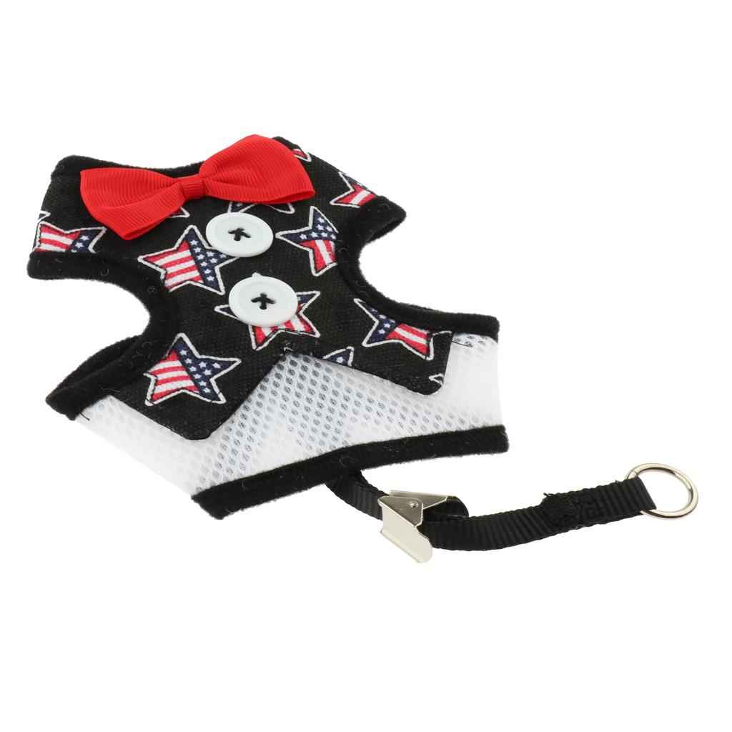 Cute Comfort Dog Vest Harness Leash Dog Outdoor Walking Vest Star Black L