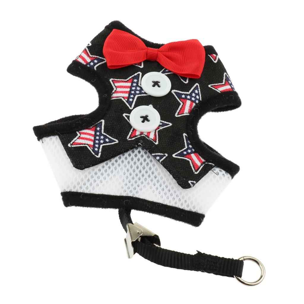 Cute Comfort Dog Vest Harness Leash Dog Outdoor Walking Vest Star Black L