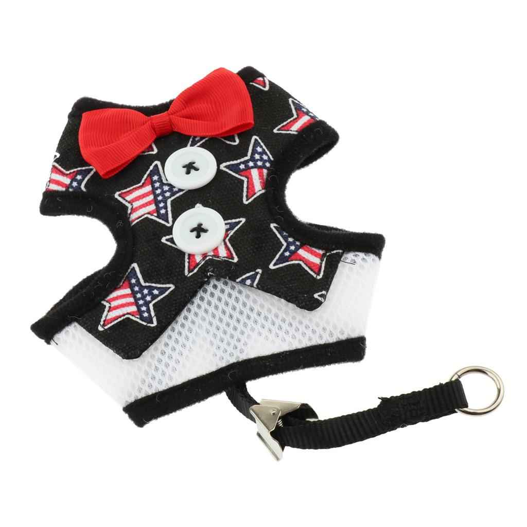 Cute Comfort Dog Vest Harness Leash Dog Outdoor Walking Vest Star Black L