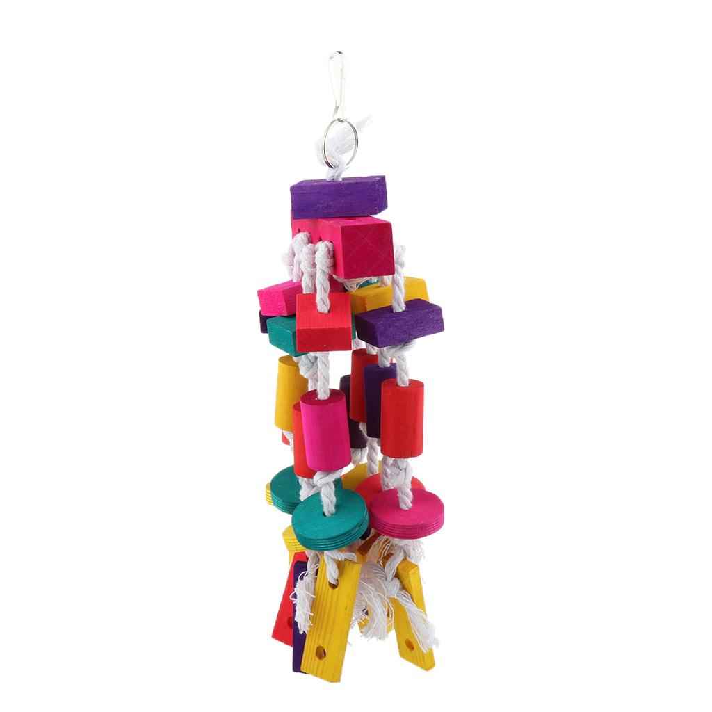 Bird Parrot Chew Toys Wood Blocks Chew Toy for Medium Large Parrot Colorful