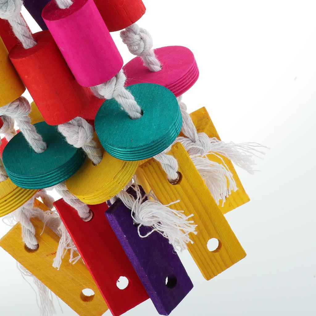 Bird Parrot Chew Toys Wood Blocks Chew Toy for Medium Large Parrot Colorful