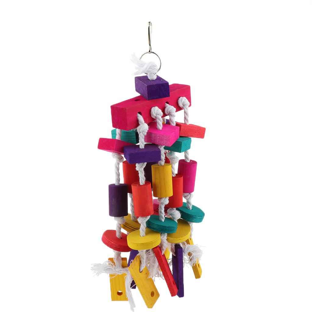 Bird Parrot Chew Toys Wood Blocks Chew Toy for Medium Large Parrot Colorful