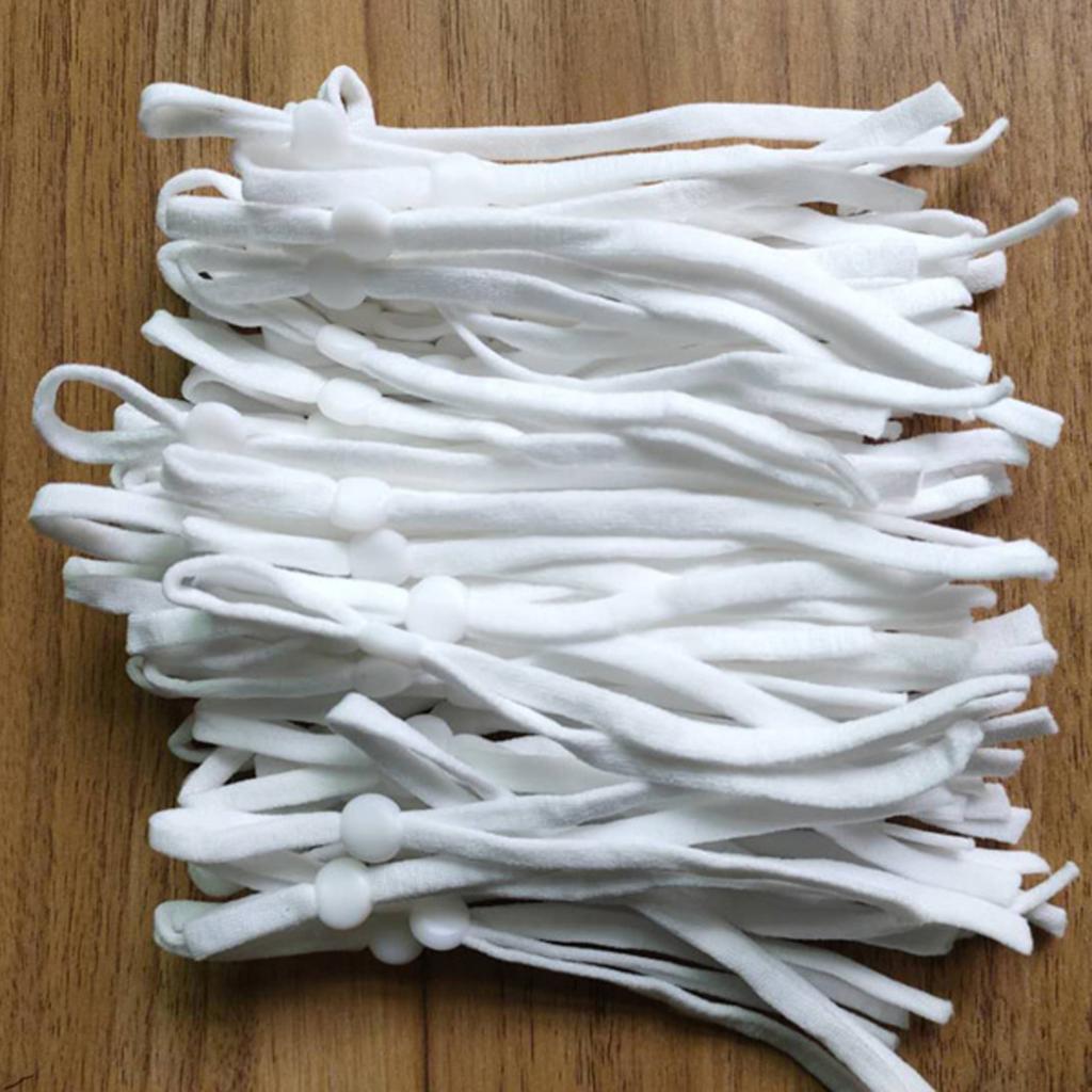 100 Count Flat Elastic Cord Stopper Making Face Masks White_Flat Buckle