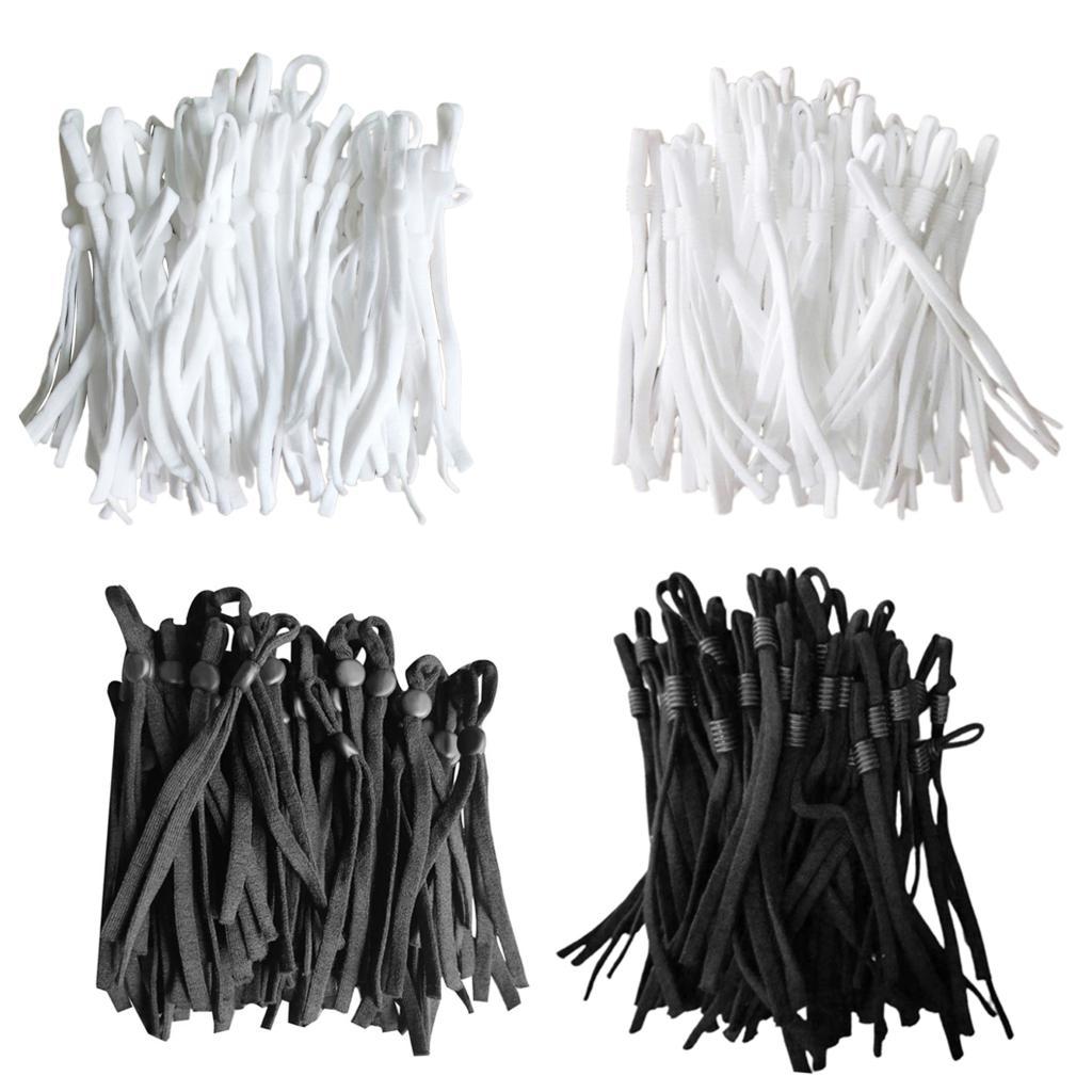 100 Count Flat Elastic Cord Stopper Making Face Masks White_Flat Buckle