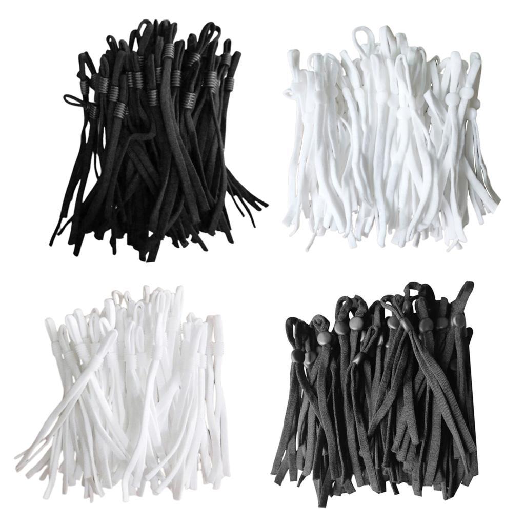 100 Count Flat Elastic Cord Stopper Making Face Masks White_Flat Buckle