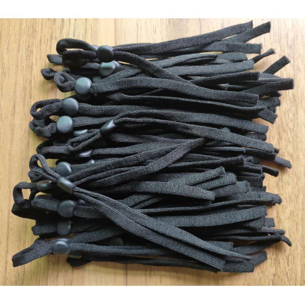100 Count Flat Elastic Cord Stopper Making Face Masks Black_Flat Buckle