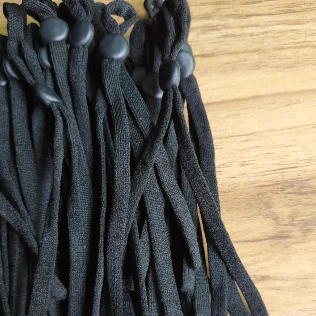 100 Count Flat Elastic Cord Stopper Making Face Masks Black_Flat Buckle