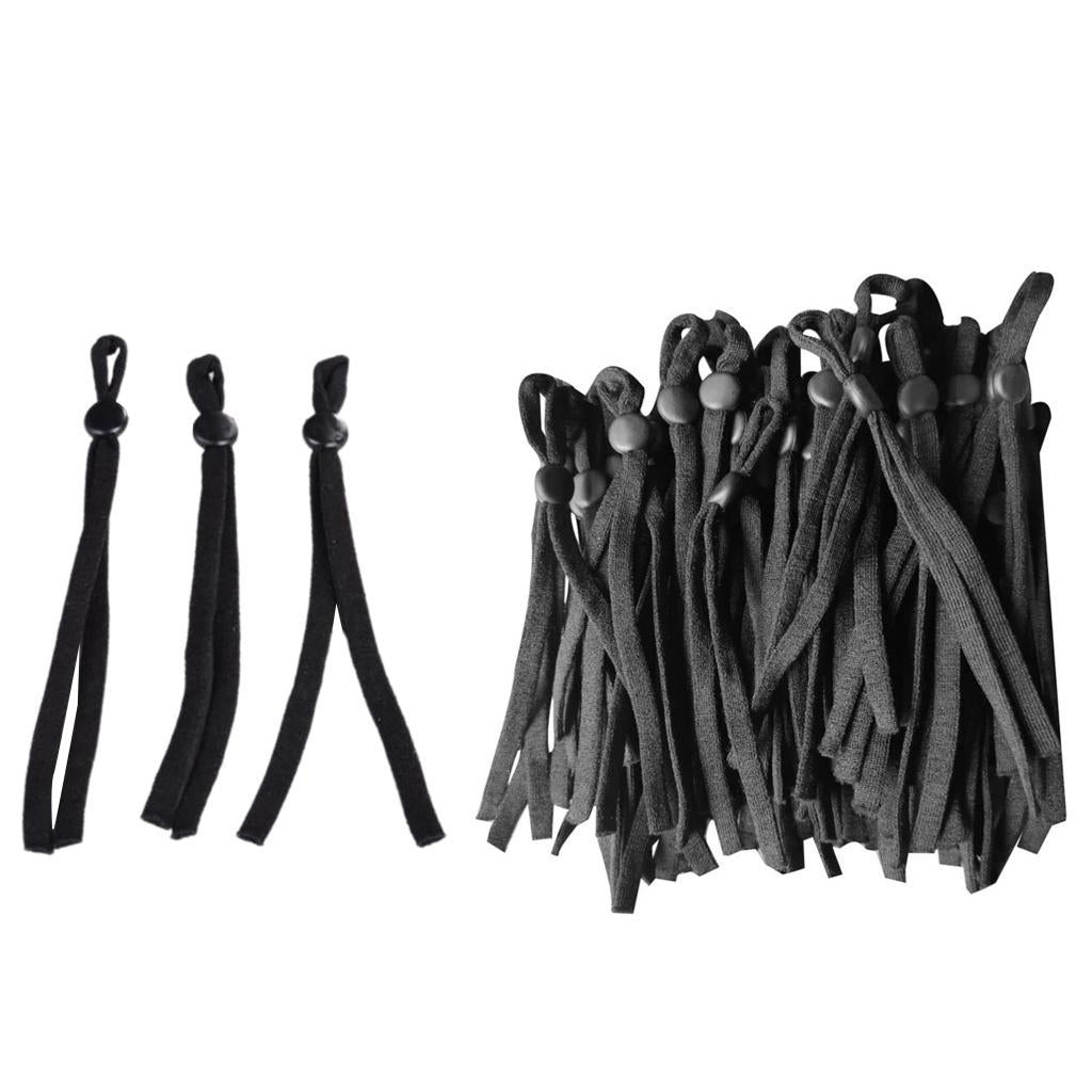 100 Count Flat Elastic Cord Stopper Making Face Masks Black_Flat Buckle