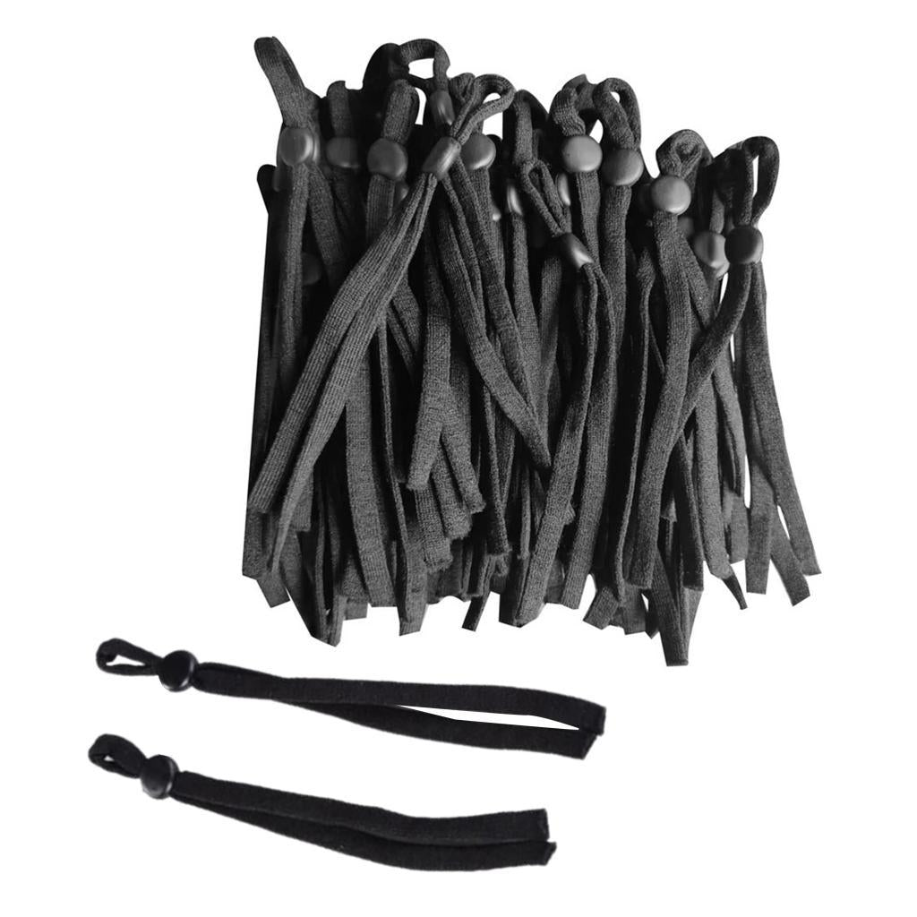 100 Count Flat Elastic Cord Stopper Making Face Masks Black_Flat Buckle