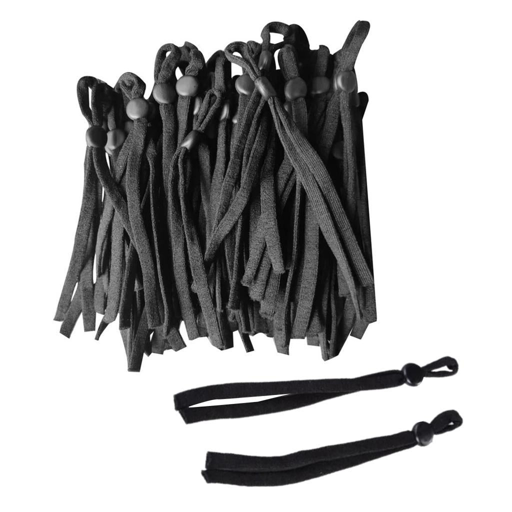 100 Count Flat Elastic Cord Stopper Making Face Masks Black_Flat Buckle